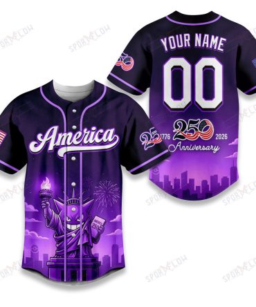 Pokemon Gengar Liberty Shadow America 250 Anniversary Baseball Jersey