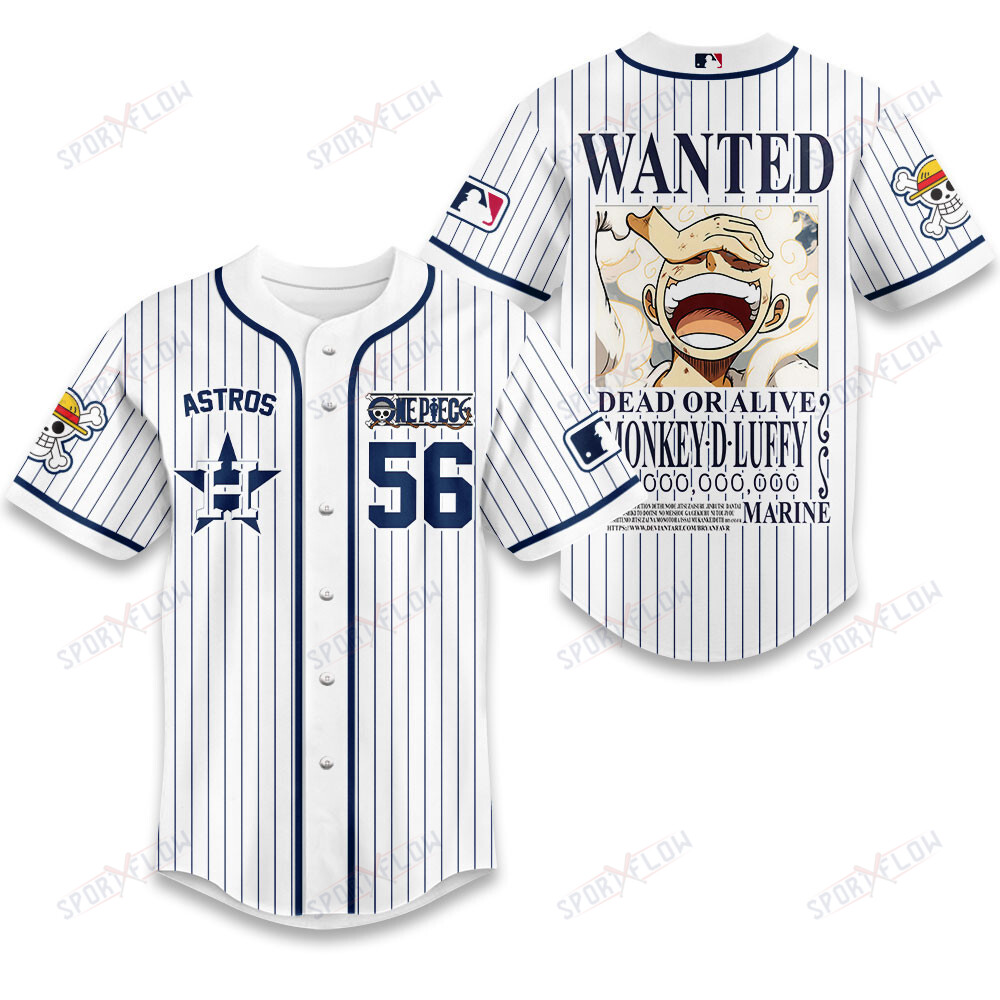 Houston Astros X One Piece The Wanted Pinstripe Baseball Jersey