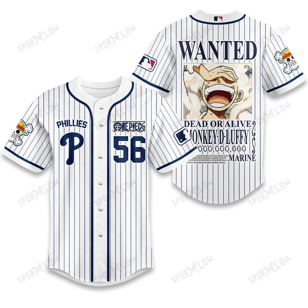 Philadelphia Phillies X One Piece The Wanted Pinstripe Baseball Jersey