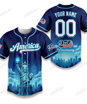 Pokemon Squirtle Ocean Liberty America 250 Anniversary Baseball Jersey