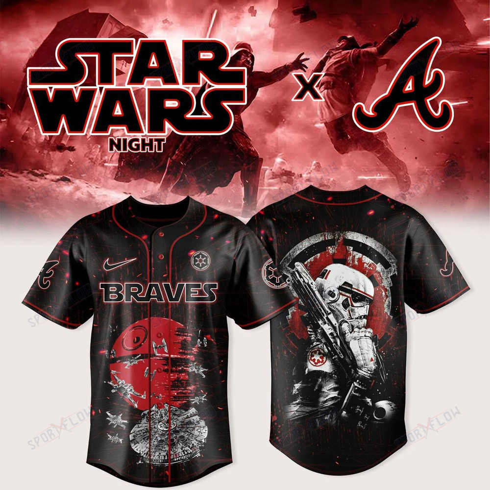 Atlanta Braves X Star Wars Stormtrooper & Death Star Baseball Jersey