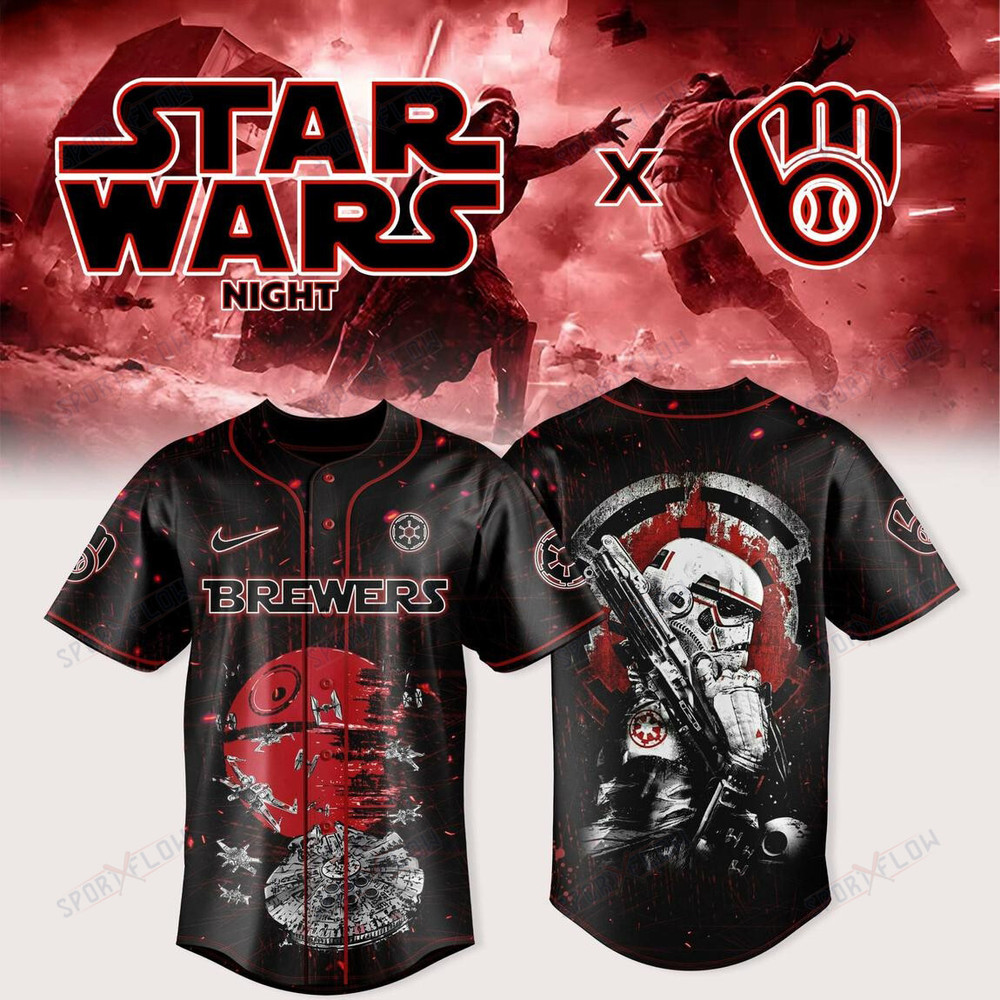 Milwaukee Brewers X Star Wars Stormtrooper & Death Star Baseball Jersey