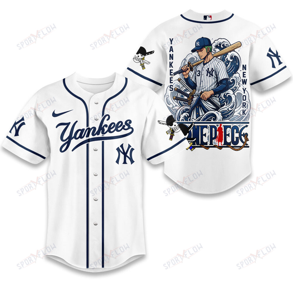 New York Yankees X One Piece Japanese Style Waves Baseball Jersey