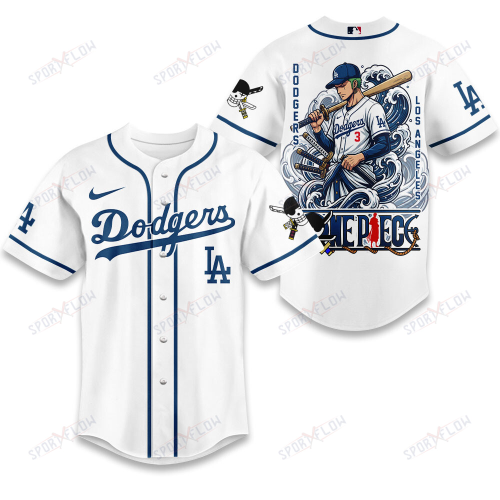 Los Angeles Dodgers X One Piece Japanese Style Waves Baseball Jersey