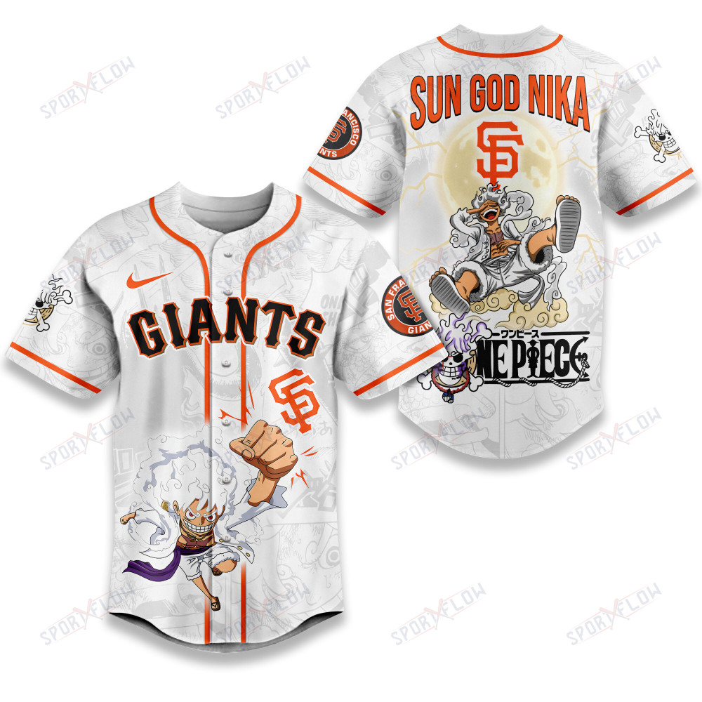 San Francisco Giants X One Piece Luffy Sun God Nika Power Baseball Jersey