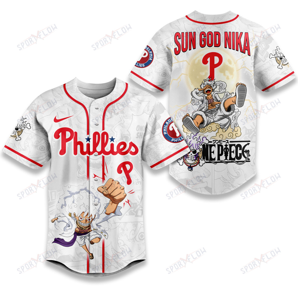 Philadelphia Phillies X One Piece Luffy Sun God Nika Power Baseball Jersey