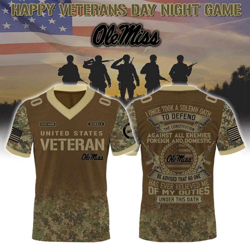 Ole Miss Rebels College Football X Veterans Day Special Edition Football Jersey