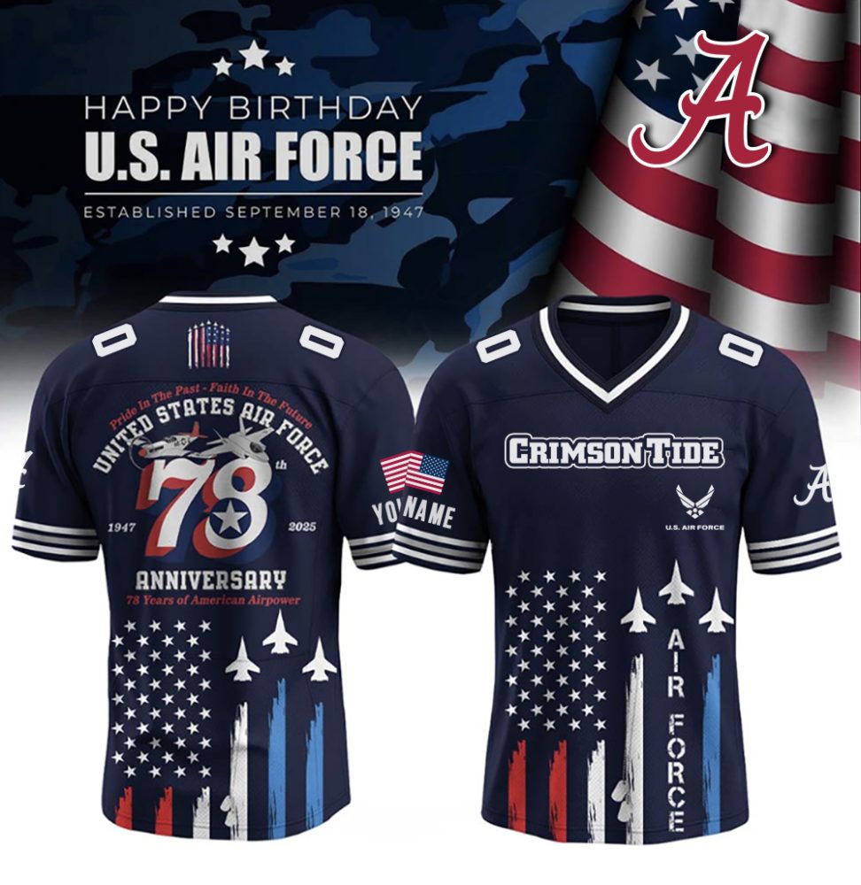 Alabama Crimson Tide College Football X U.S. Air Force 78Th Birthday Celebration Special Edition Football Jersey