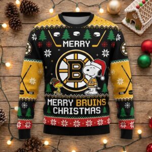 Boston Bruins Snoopy Christmas Sweater – Peanuts Ugly Holiday Nhl Fan Apparel