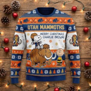 Utah Mammoths Snoopy Ugly Christmas Sweater – Peanuts Charlie Brown Hockey Fan Gift