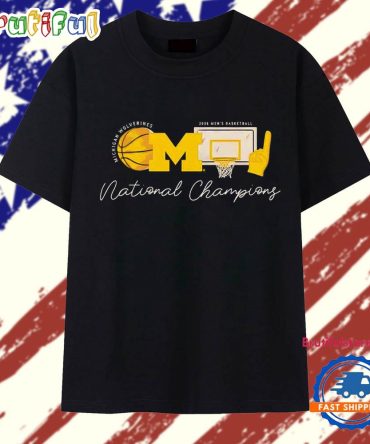 2026 Ncaa Men’S Basketball National Champions Michigan Wolverines Icon Text T Shirt
