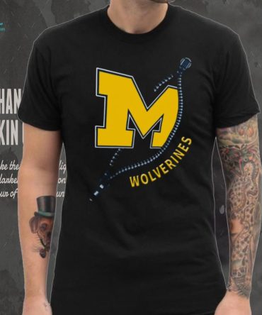 Michigan Wolverines M Block Logo Zipper Graphic T Shirt