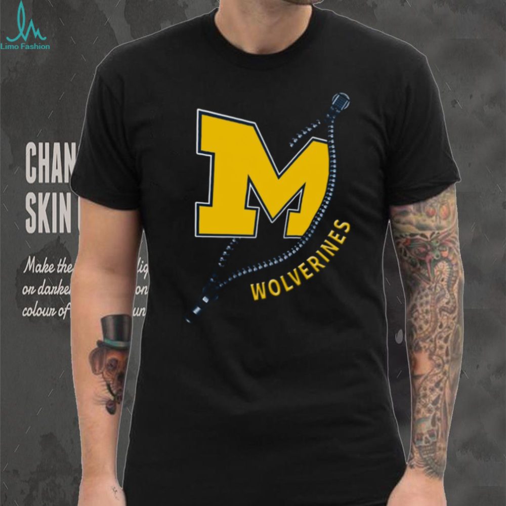 Michigan Wolverines M Block Logo Zipper Graphic T Shirt