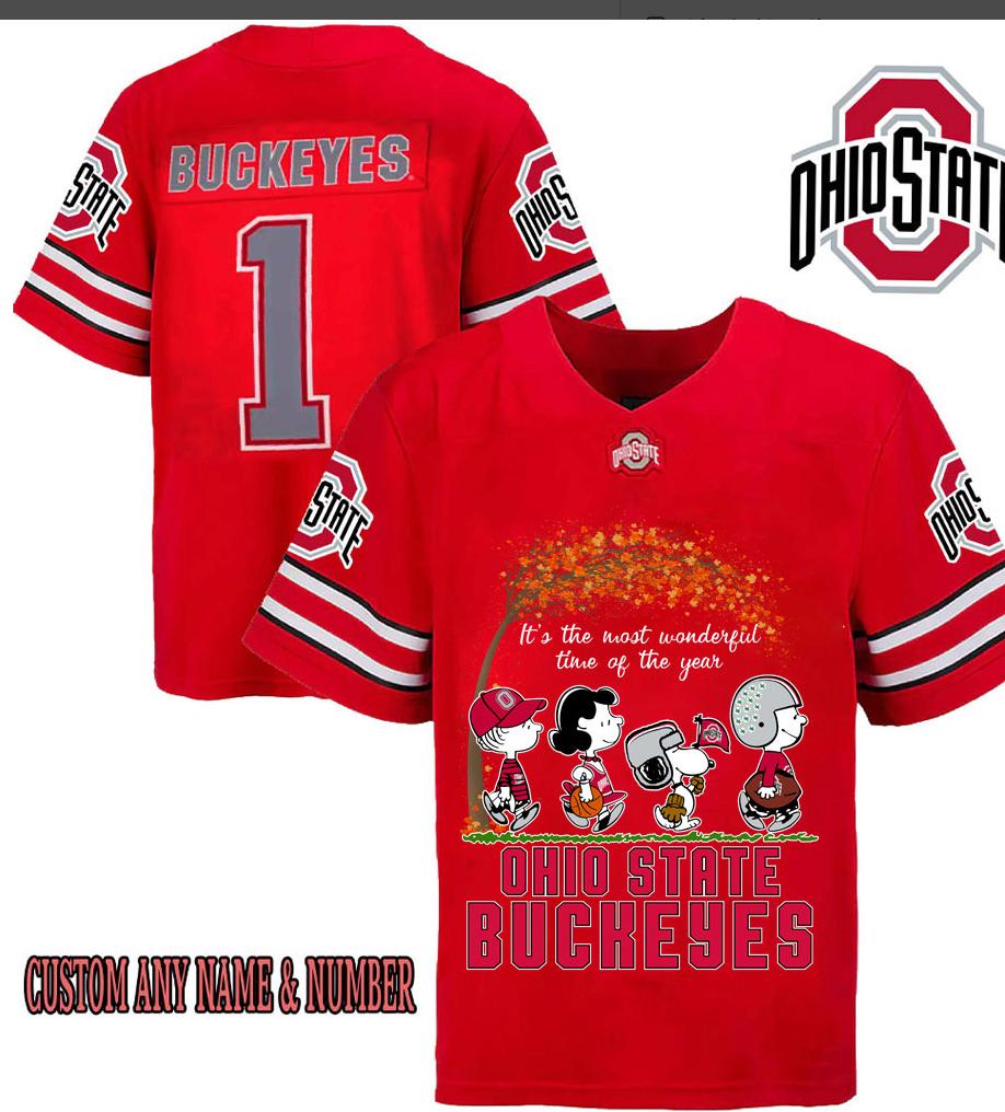 Ohio State Buckeyes College Football X Peanuts Fall Special Edition Football Jersey