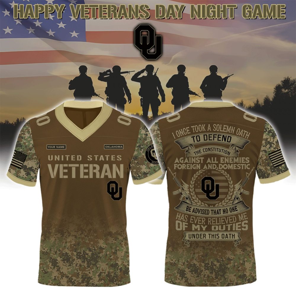 Oklahoma Sooners College Football X Veterans Day Special Edition Football Jersey