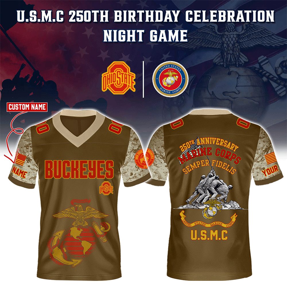 Ohio State Buckeyes College Football X U.S.M.C 250Th Birthday Celebration Special Edition Football Jersey