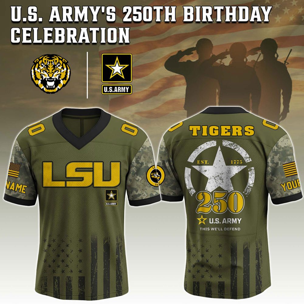 Lsu Tigers College Football X U.S. Army'S 250Th Birthday Celebration Special Edition Football Jersey