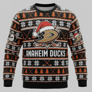 Anaheim Ducks Nhl Ugly Christmas Sweater – Black & Orange “Ducks” Holiday Knit