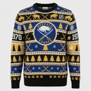 Buffalo Sabres Nhl Ugly Christmas Sweater – Blue & Gold Fan Holiday Jumper