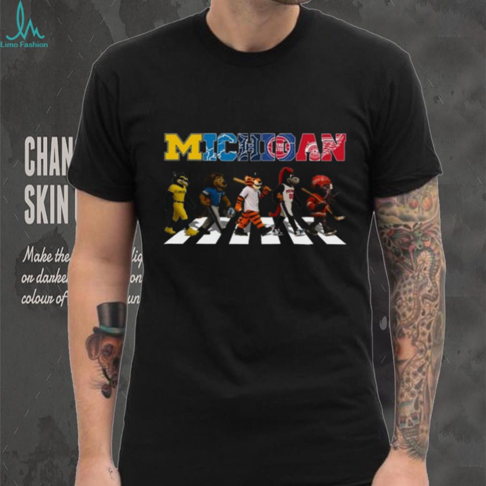Classic Michigan Teams Crosswalk Graphic T Shirt Recovered - Image 2