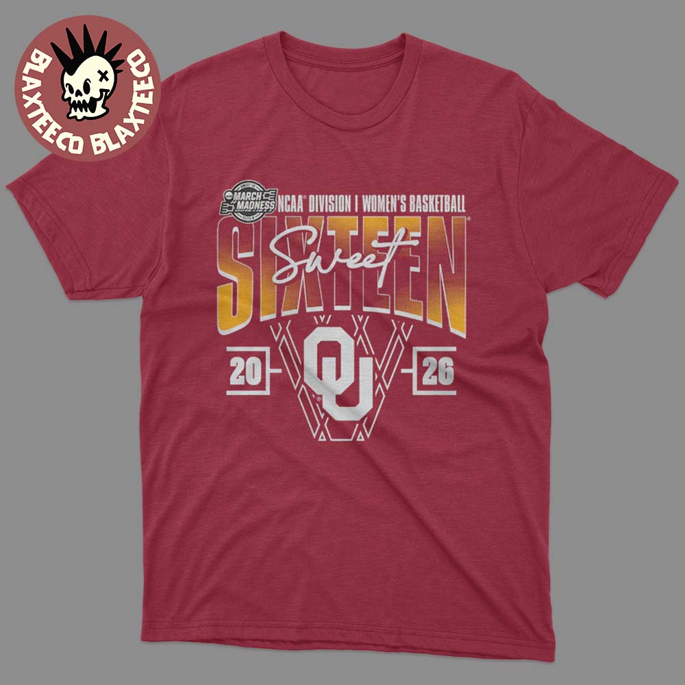 Crimson Oklahoma Sooners Women'S Basketball 2026 Ncaa March Madness Sweet 16 T-Shirt
