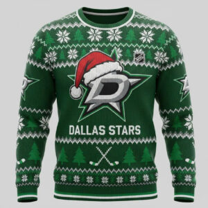 Dallas Stars Nhl Ugly Christmas Sweater – Green & White “Stars” Holiday Knit