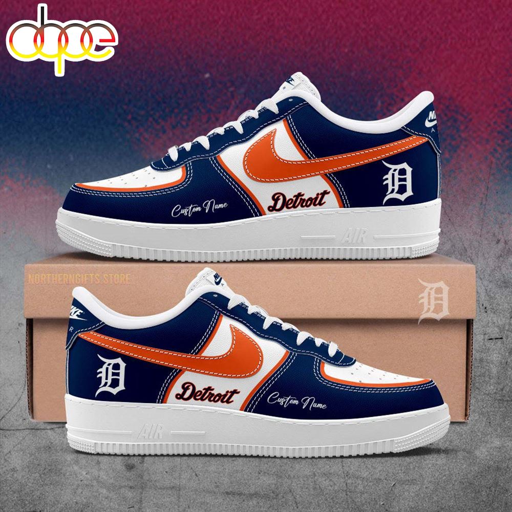 Detroit Tigers Custom Name Sneakers Air Force 1 Shoes