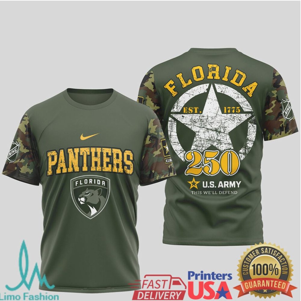 Florida Panthers Official Nhl U.S.Army 3D Shirt