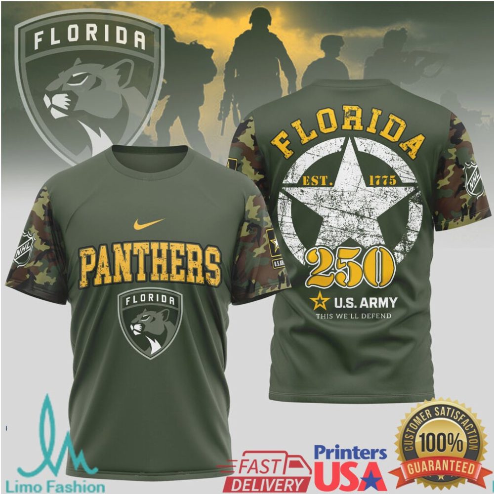 Florida Panthers Official Nhl U.S.Army 3D Shirt - Image 2