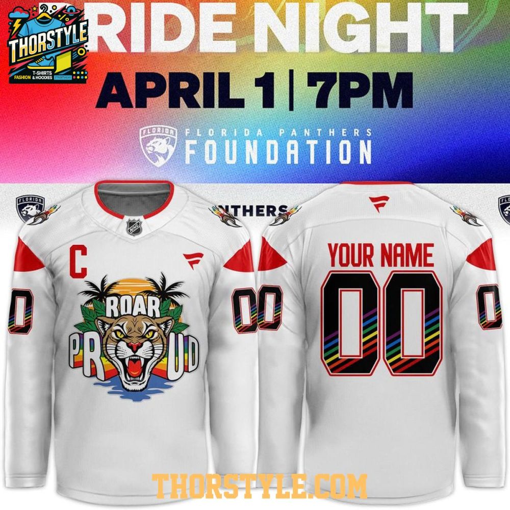 Florida Panthers Pride Night 2026 Roar Loud & Proud Personalized Hockey Jersey