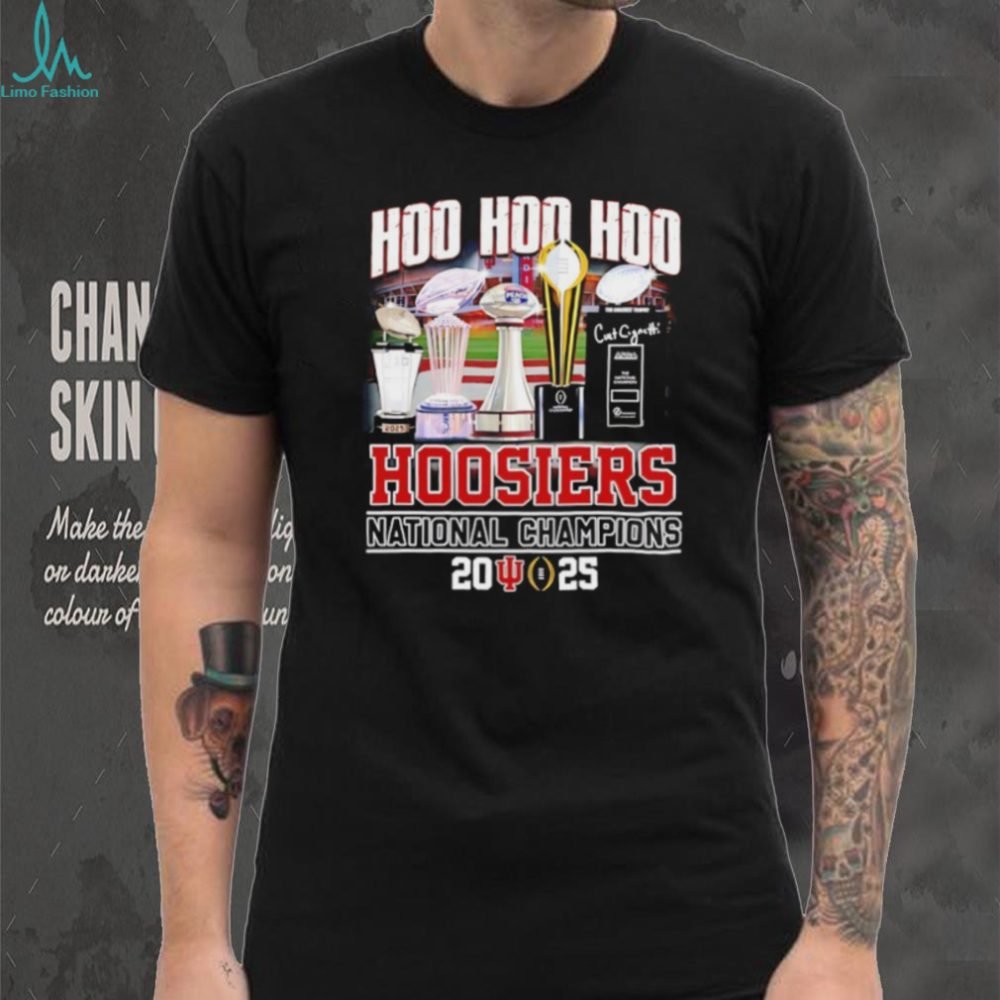Indiana Hoosiers Hoo Hoo Hoo National Champions 2025 Trophy T Shirt - Image 2