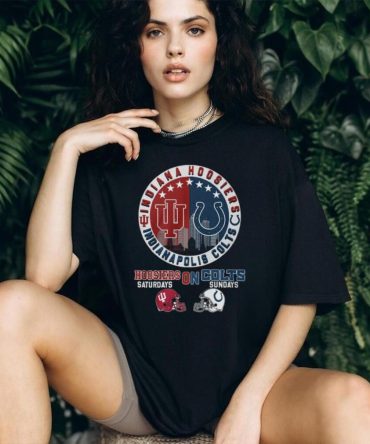 Indiana Hoosiers And Indianapolis Colts Split Design T Shirt