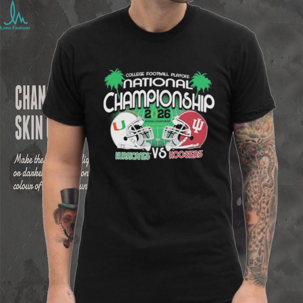 Indiana Hoosiers Vs Miami Hurricanes 2026 National Championship Dual Helmet Shirt