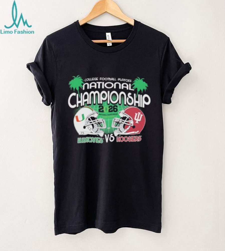 Indiana Hoosiers Vs Miami Hurricanes 2026 National Championship Dual Helmet Shirt - Image 2