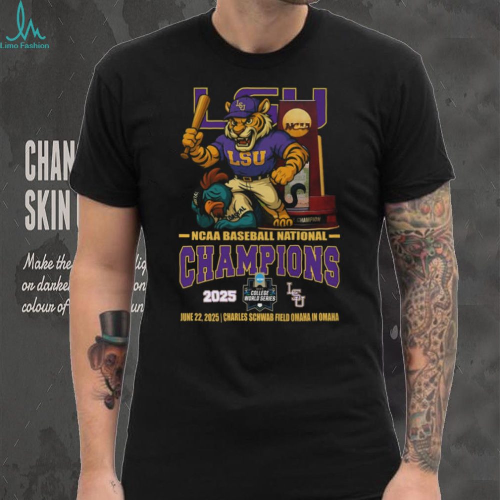 Lsu Tigers 2025 Ncaa Baseball National Champions Mascot Shirt Recovered - Image 2