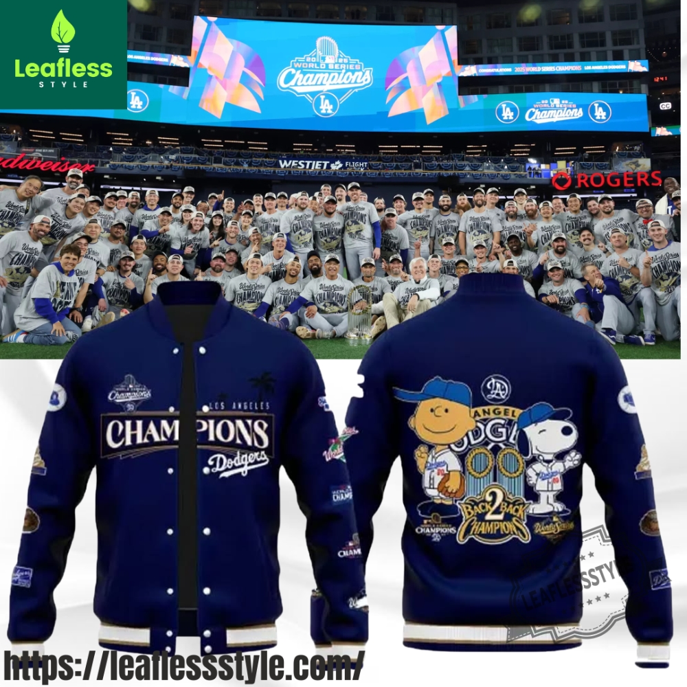 Los Angeles Dodgers X Peanuts Back 2 Back Champions Baseball Jacket