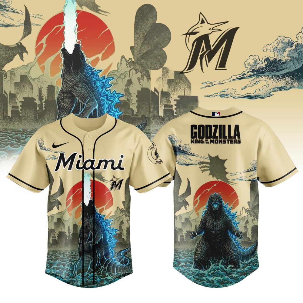 Miami Marlins Godzilla King Of The Monsters Special Edition Baseball Jersey