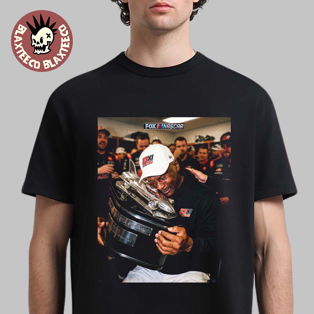 Michael Jordan Nascar Daytona 500 Winner Holding Trophy Photo T-Shirt