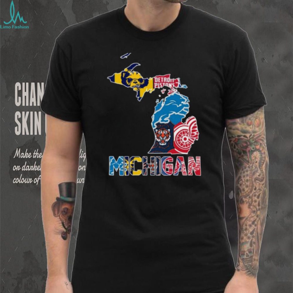 Michigan Sports Teams Map T Shirt Recovered - Image 2