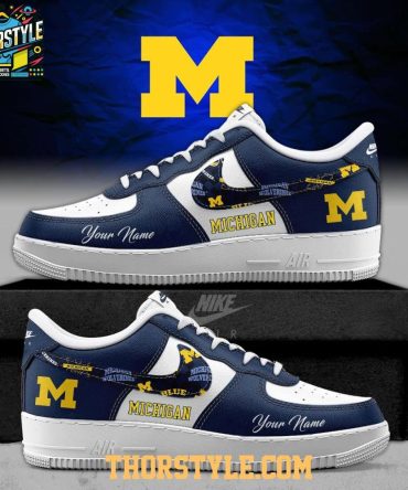 Michigan Wolverines 2025 Go Blue Personalized Air Force 1 Shoes