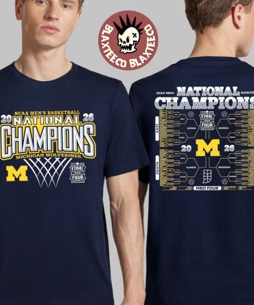 Michigan Wolverines 2026 Ncaa Men'S Basketball National Champions Schedule Bracket Two Sided T-Shirt