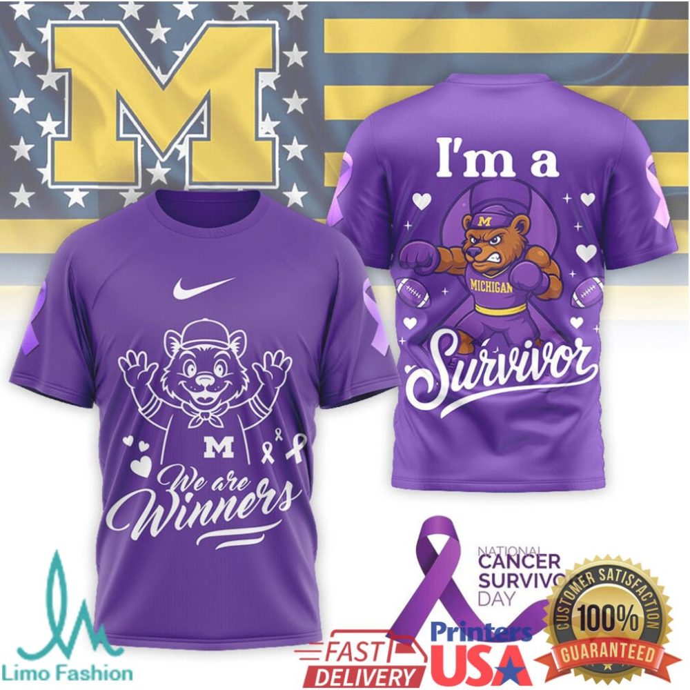 Michigan Wolverines I'M A Survivor Cancer Awareness T Shirt - Image 2
