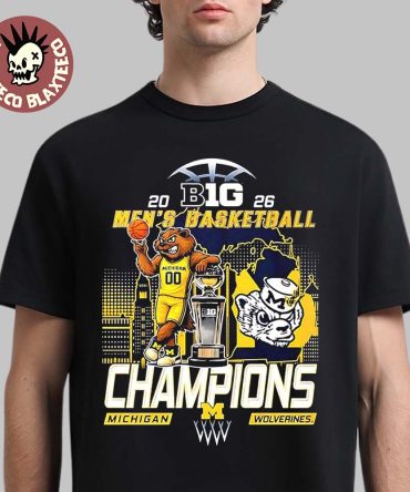 Michigan Wolverines Men'S Basketball B1G Big 10 Conference 2026 Champions Mascot T-Shirt
