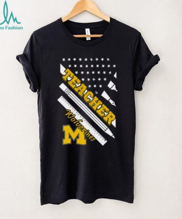 Michigan Wolverines Teacher American Flag Graphic T Shirt