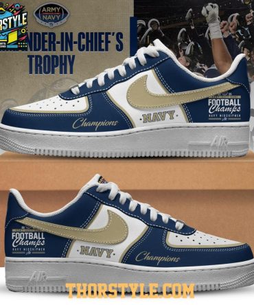 Navy Midshipmen Commander-In-Chief Champions 2025 Personalized Air Force 1 Shoes