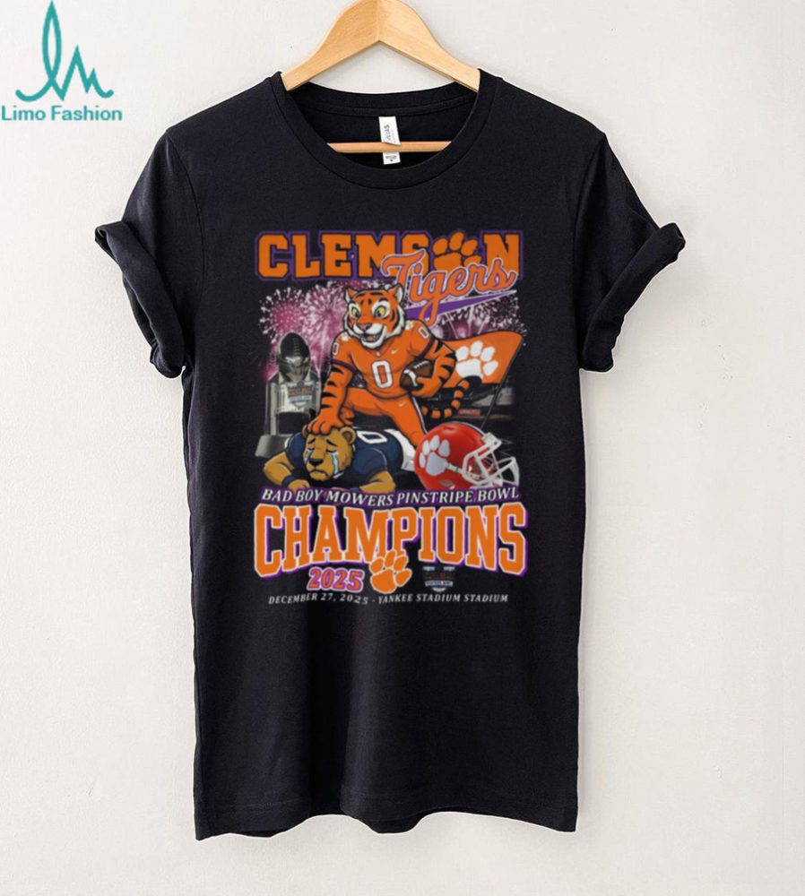 Official 2025 Clemson Tigers Pinstripe Bowl Victory T Shirt - Image 2