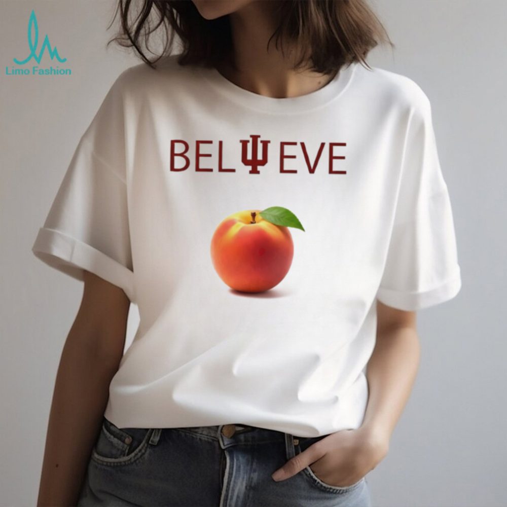 Peach Indiana Hoosiers Football Believe Beat Oregon Shirt - Image 2