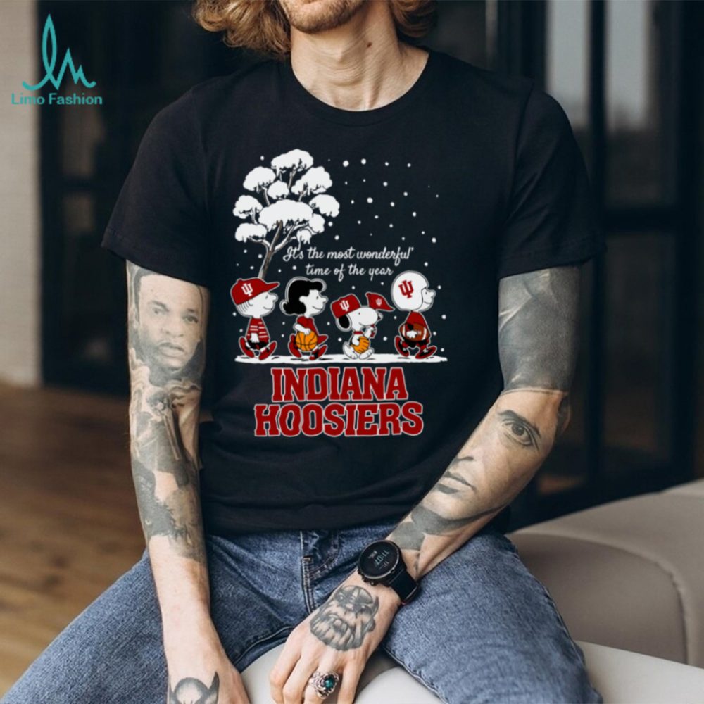 Peanuts Indiana Hoosiers Winter It'S The Most Wonderful Time Of The Year T Shirt - Image 2