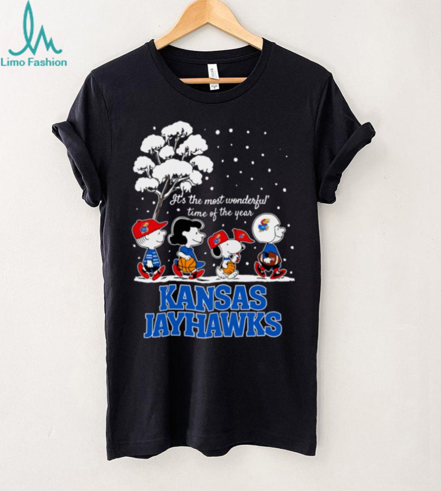 Peanuts Kansas Jayhawks Winter It'S The Most Wonderful Time Of The Year T Shirt