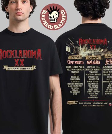 Rocklahoma 20Th Anniversary 2026 Full Lineup In Pryor Oklahoma On September 4 5 6 2026 Two Sided T-Shirt